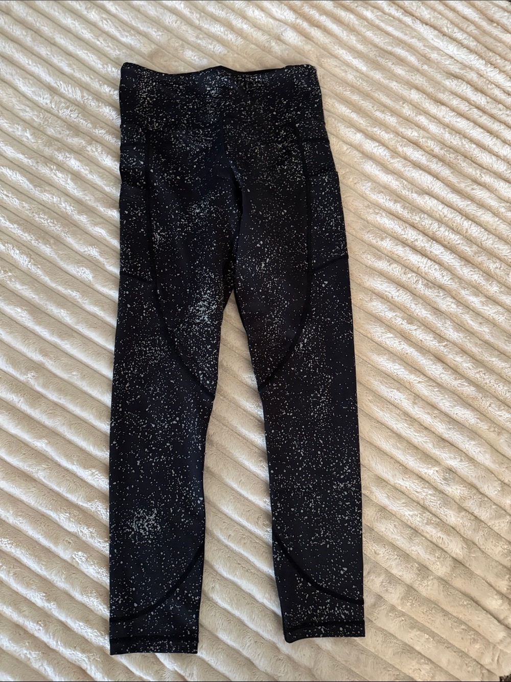 ZYIA Black Leggings with White Speckle Print